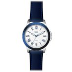   Ceas bărbătesc Q&Q quartz, carcasă argintie, curea albastră, cadran alb QB22J317Y