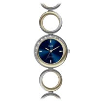   Ceas damă fashion Q&Q quartz, carcasă și brățară bicolor, cadran albastru F641J402Y