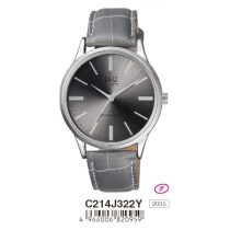   Ceas bărbătesc Q&Q quartz, carcasă argintie, curea și cadran gri C214J322Y