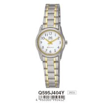   Ceas damă Q&Q quartz, carcasă și brățară bicolor, cadran alb Q595J404Y