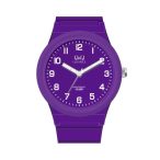   Ceas unisex Q&Q plastic, quartz, carcasă și bărțară mov, cadran mov VR94J805Y