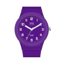   Ceas unisex Q&Q plastic, quartz, carcasă și bărțară mov, cadran mov VR94J805Y