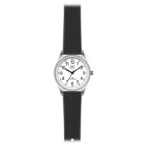   Ceas damă Q&Q quartz, carcasă argintie, curea neagră, cadran alb QZ09J364Y