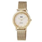   Ceas damă Q&Q quartz, carcasă și brățară aurie, cadran argintiu QB45J001Y