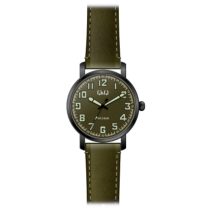   Ceas bărbătesc Q&Q quartz, carcasă gri, curea verde, cadran verde QB28J505Y