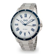   Ceas bărbătesc Q&Q quartz, carcasă și brățară argintie, cadran alb QB22J207Y