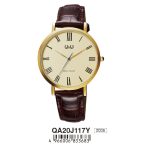   Ceas bărbătesc Q&Q quartz, carcasă aurie, curea maro, cadran bej QA20J117Y