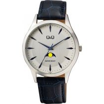   Ceas bărbătesc Q&Q quartz, carcasă argintie, curea neagră, cadran argintiu AA30J301Y