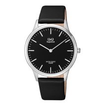   Ceas bărbătesc Q&Q quartz, carcasă argintie, curea neagră, cadran negru S306J302Y