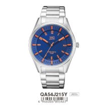   Ceas bărbătesc Q&Q quartz, carcasă argintie, curea neagră, cadran alb QA54J215Y