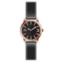   Ceas bărbătesc Q&Q quartz, carcasă culoare rosegold, curea neagră, cadran negru QA98J112Y