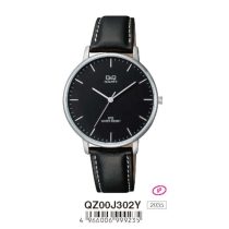   Ceas bărbătesc Q&Q quartz, carcasă argintie, curea neagră, cadran negru QZ00J302Y