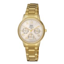   Ceas damă Q&Q quartz, carcasă și brățară aurie, cadran bej S303J007Y