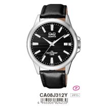   Ceas bărbătesc Q&Q quartz, carcasă argintie, curea neagră, cadran negru CA08J312Y