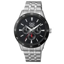   Ceas bărbătesc Q&Q quartz, carcasă și brățară argintie, cadran negru CE02J402Y