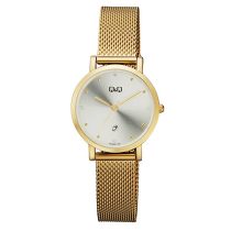   Ceas damă Q&Q quartz, carcasă și brățară aurie, cadran argintiu A419J001Y