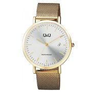   Ceas bărbătesc Q&Q quartz, carcasă și brățară aurie, cadran argintiu A466J001Y