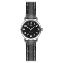   Ceas bărbătesc Q&Q quartz, carcasă argintie, curea neagră, cadran negru Q946J305Y