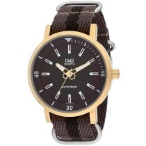   Ceas bărbătesc Q&Q quartz, curea textil, carcasă aurie, Q892J112Y