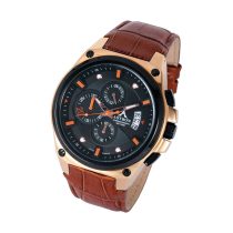   Ceas de bărbați ASTRON, curea din piele, carcasă rose gold