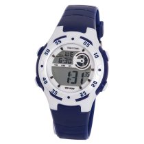   Ceas de damă Tiko Time, material plastic, mecanism quartz, culoare albastru și alb, afisaj LCD