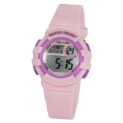   Ceas de damă Tiko Time, material plastic, mecanism quartz, culoare roz și mov, afisaj LCD