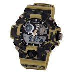   Ceas bărbătesc Tiko Time, material plastic, mecanism quartz, culoare camuflaj maro, afisaj LCD