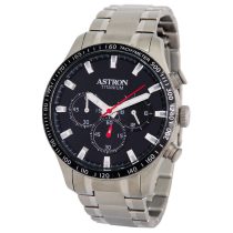   ASTRON 8031-4 sportos férfi karóra, ezüst színű titánium tok, titánium csat, fekete számlap, keményített ásványüveg, chronograph quartz szerkezet, 100 m (10 ATM) vízállóság